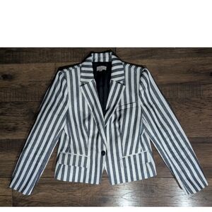 Loft Seersucker Blazer Womens Size 8 Blue & White Stripe Work Career Lined NWOT